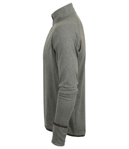 Tombo Tombo Long Sleeve Zip Neck Performance Top - Grey Marl (TL562)
