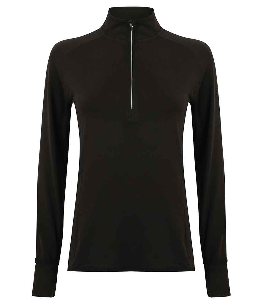 Tombo Tombo Ladies Long Sleeve Zip Neck Performance Top - Black (TL563)