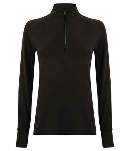 Tombo Tombo Ladies Long Sleeve Zip Neck Performance Top - Black (TL563)