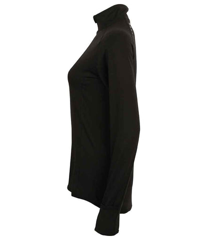 Tombo Tombo Ladies Long Sleeve Zip Neck Performance Top - Black (TL563)