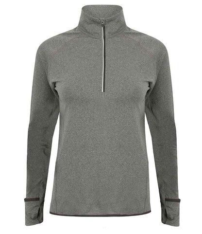 Tombo Tombo Ladies Long Sleeve Zip Neck Performance Top - Grey Marl (TL563)