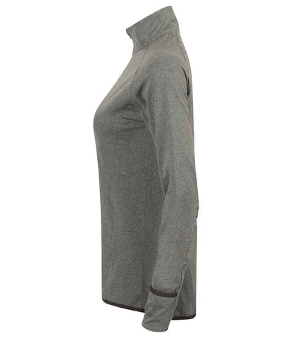 Tombo Tombo Ladies Long Sleeve Zip Neck Performance Top - Grey Marl (TL563)