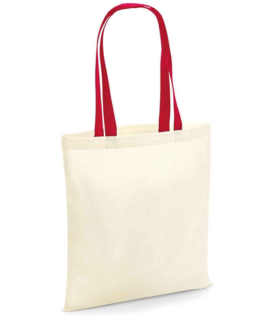 Westford Mill Bag For Life - Contrast Handles - Natural/Classic Red (W101C)