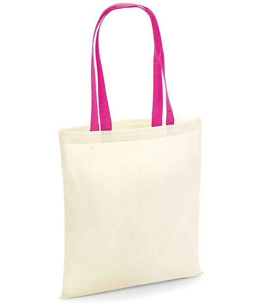 Westford Mill Bag For Life - Contrast Handles - Natural/Fuchsia (W101C)