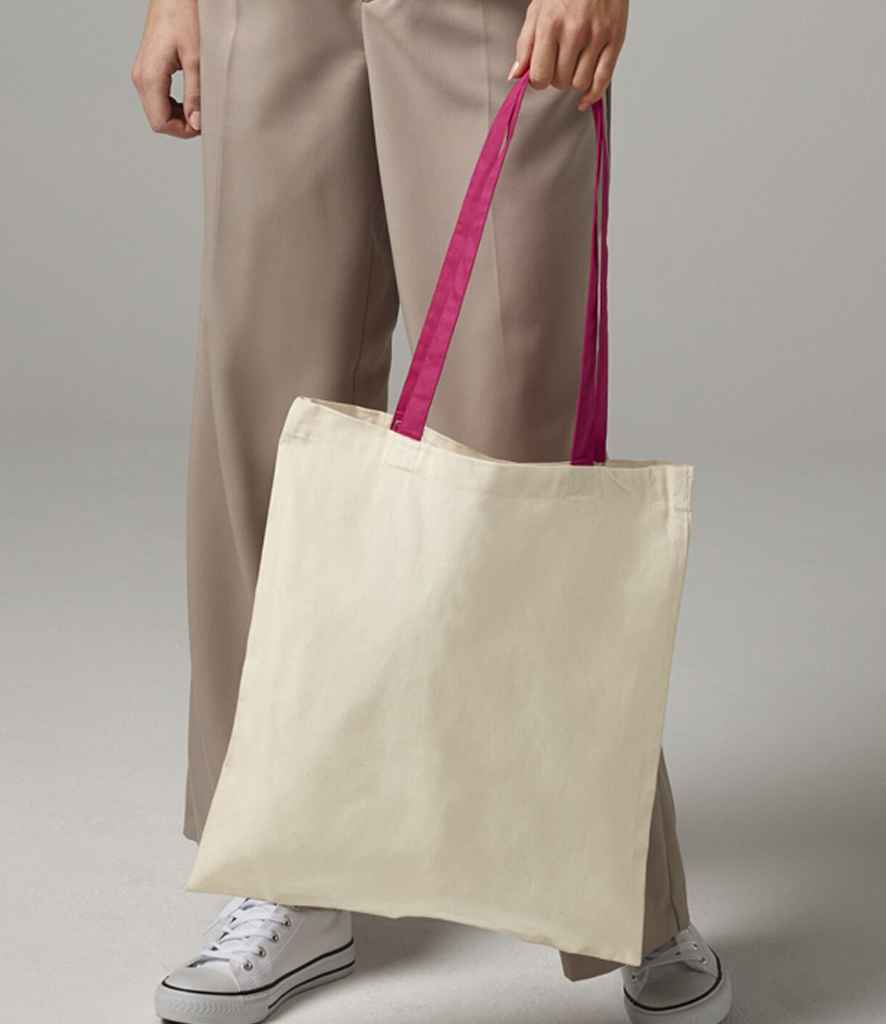 Westford Mill Bag For Life - Contrast Handles - Natural/Fuchsia (W101C)