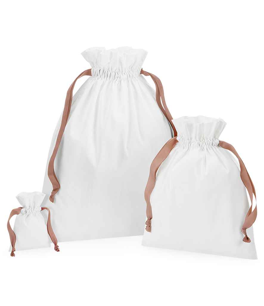 Westford Mill Cotton Bag Ribbon Drawstring - Soft White/Rose Gold (W121)