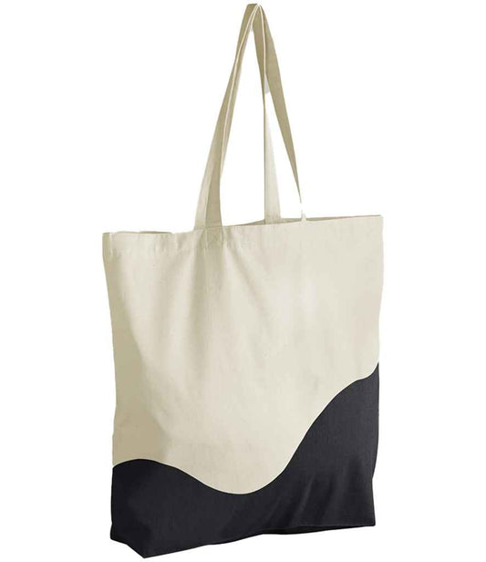 Westford Mill Organic Cotton Wave Print Maxi Tote Bag - Natural/Black (W235)