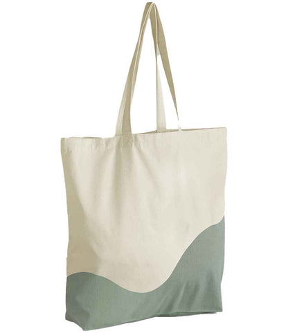 Westford Mill Organic Cotton Wave Print Maxi Tote Bag - Natural/Dusty Green (W235)