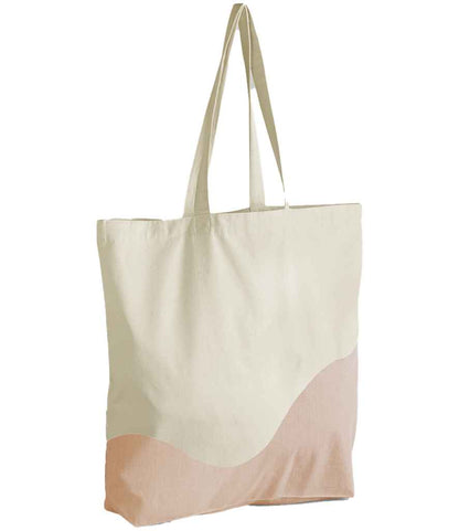 Westford Mill Organic Cotton Wave Print Maxi Tote Bag - Natural/Peach (W235)
