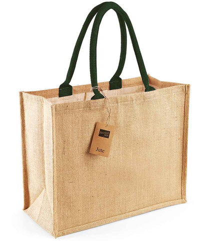 Westford Mill Jute Classic Shopper - Natural/Forest Green (W407)