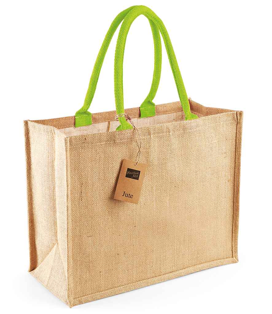 Westford Mill Jute Classic Shopper - Natural/lime (W407)
