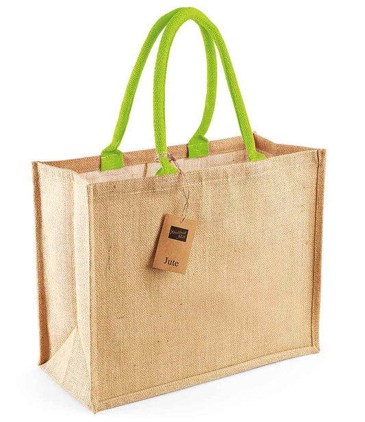 Westford Mill Jute Classic Shopper - Natural/lime (W407)