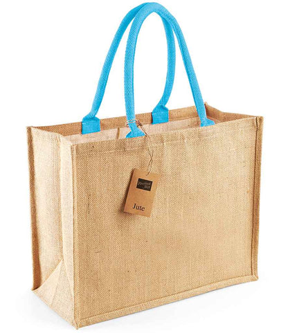 Westford Mill Jute Classic Shopper - Natural/Surf Blue (W407)