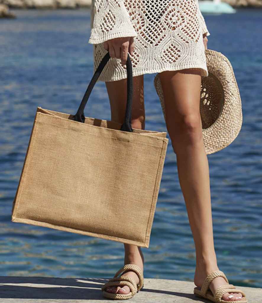 Westford Mill Jute Classic Shopper - Natural/Black (W407)