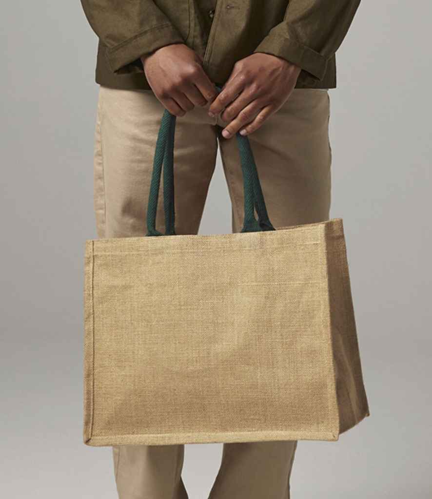 Westford Mill Jute Classic Shopper - Natural/Forest Green (W407)