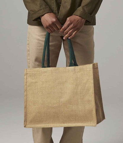 Westford Mill Jute Classic Shopper - Natural/Forest Green (W407)