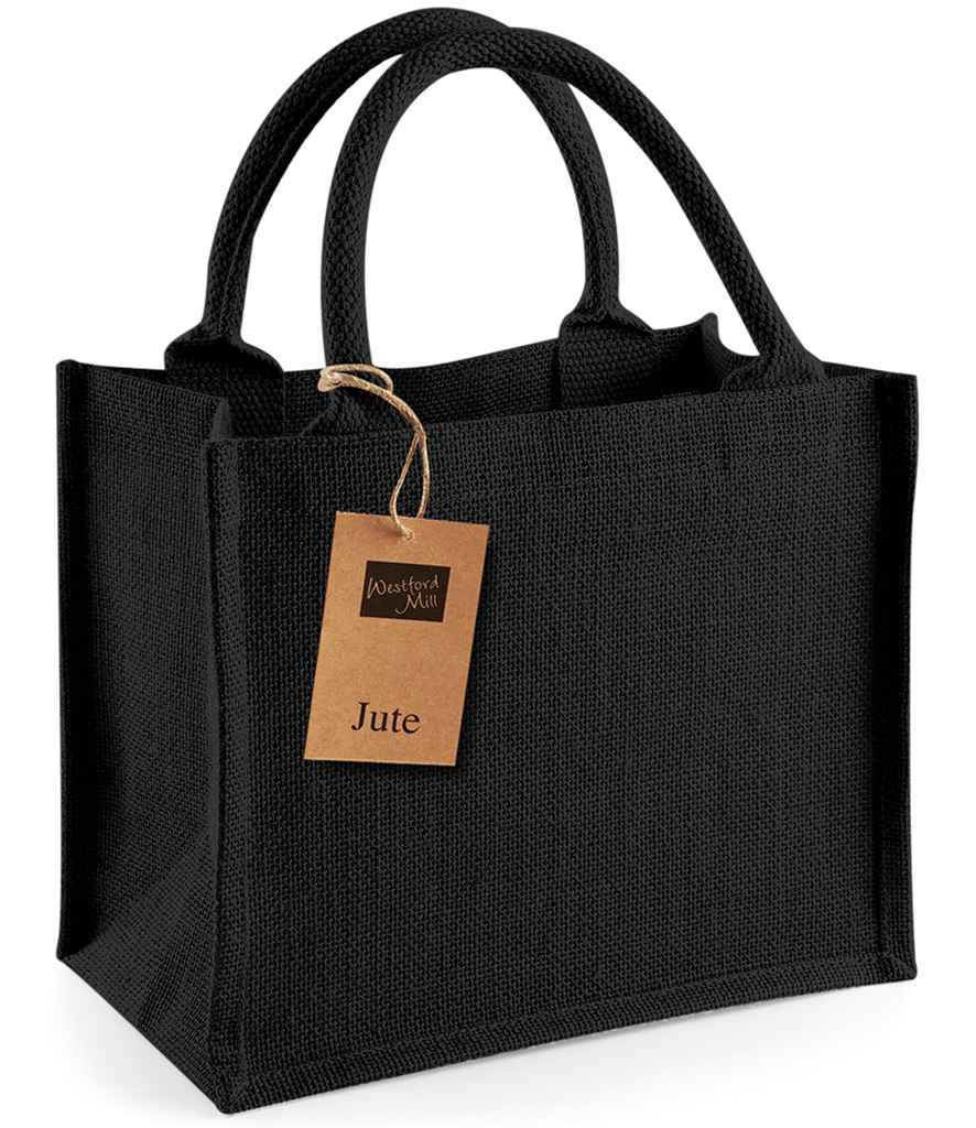 Westford Mill Jute Mini Gift Bag - Black/Black (W412)