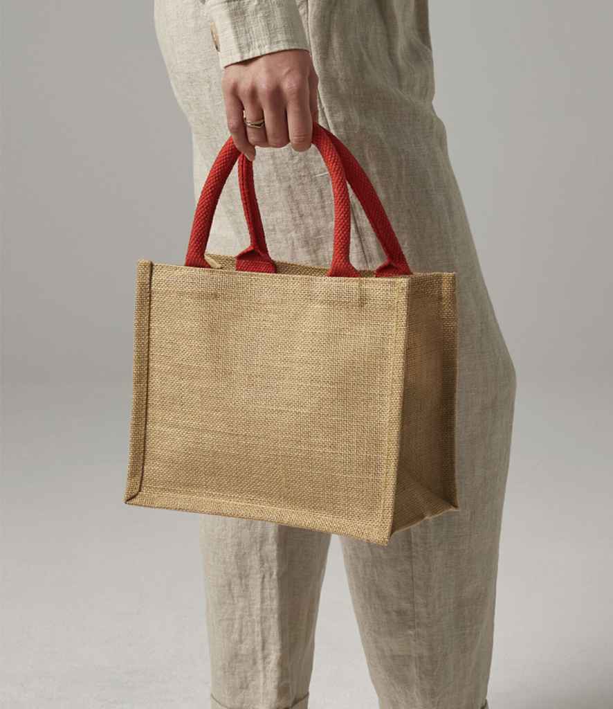 Westford Mill Jute Mini Gift Bag - Natural/Bright Red (W412)