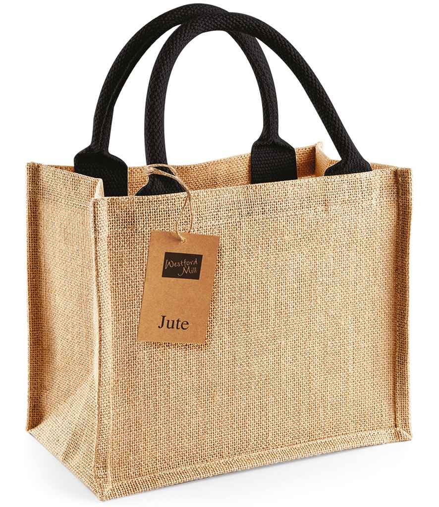 Westford Mill Jute Mini Gift Bag - Natural/Black (W412)
