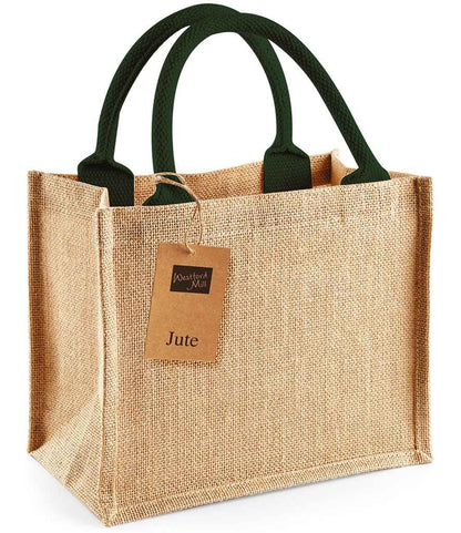 Westford Mill Jute Mini Gift Bag - Natural/Forest Green (W412)