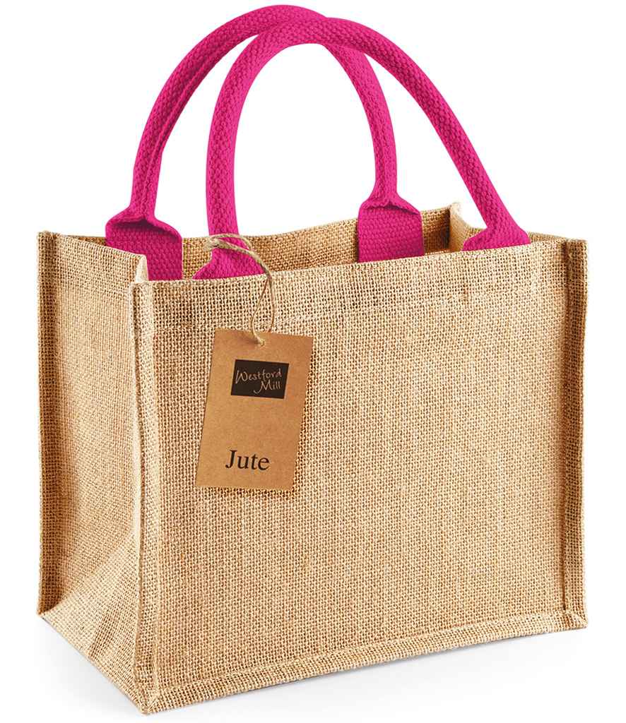 Westford Mill Jute Mini Gift Bag - Natural/Fuchsia (W412)