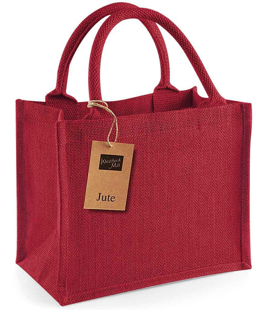 Westford Mill Jute Mini Gift Bag - Red/Red (W412)