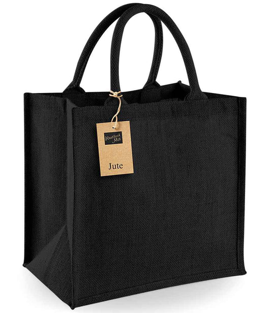 Westford Mill Jute Midi Tote Bag - Black/Black (W413)