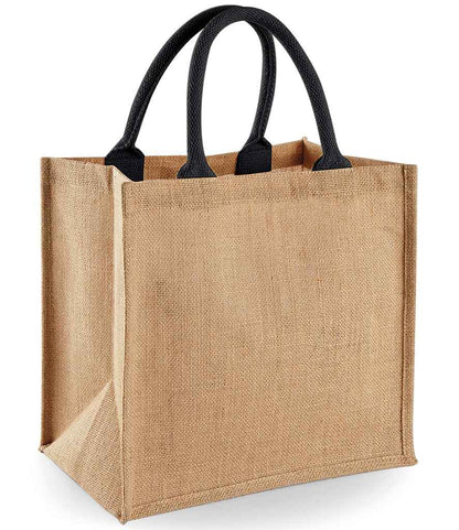 Westford Mill Jute Midi Tote Bag - Natural/Black (W413)