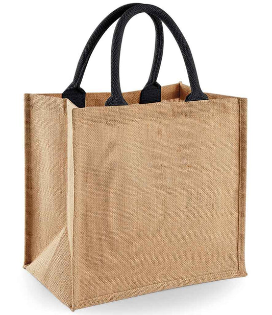 Westford Mill Jute Midi Tote Bag - Natural/Black (W413)