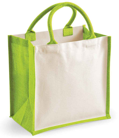Westford Mill Printers Midi Jute Tote Bag - Apple Green (W421)