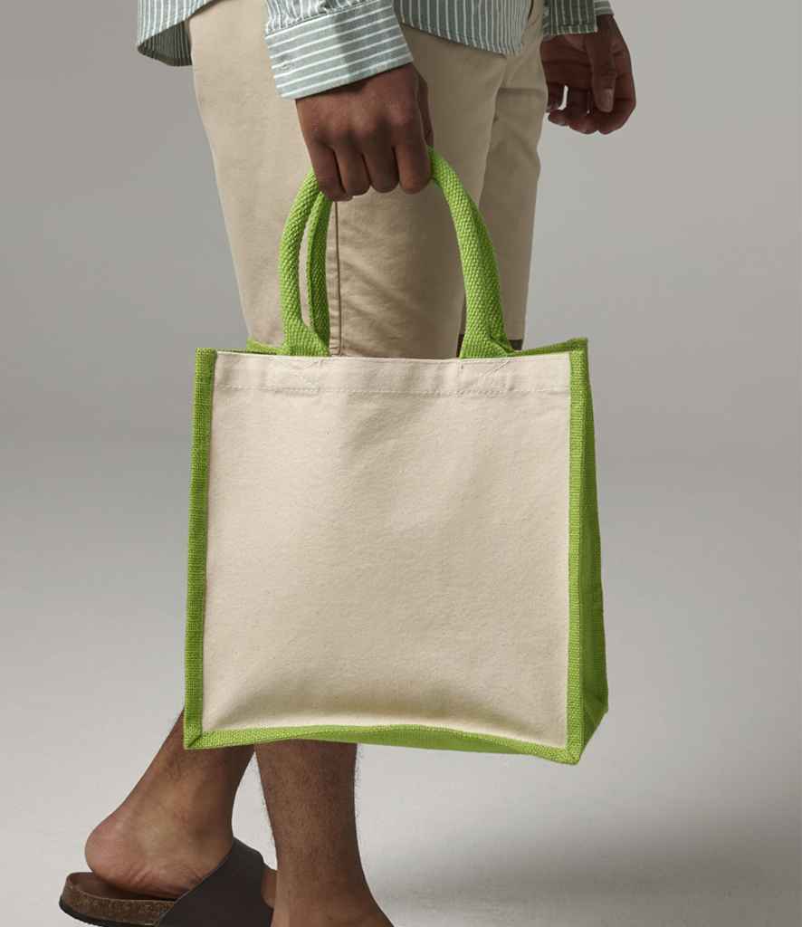 Westford Mill Printers Midi Jute Tote Bag - Apple Green (W421)