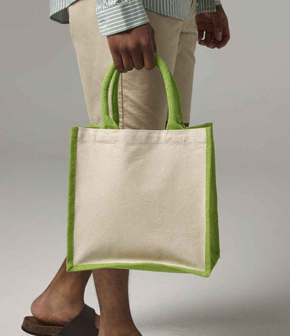 Westford Mill Printers Midi Jute Tote Bag - Apple Green (W421)