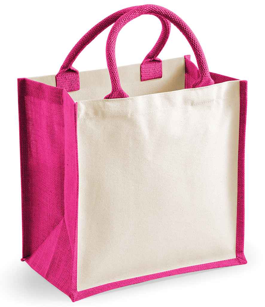 Westford Mill Printers Midi Jute Tote Bag - Fuchsia (W421)