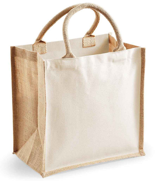 Westford Mill Printers Midi Jute Tote Bag - Natural (W421)