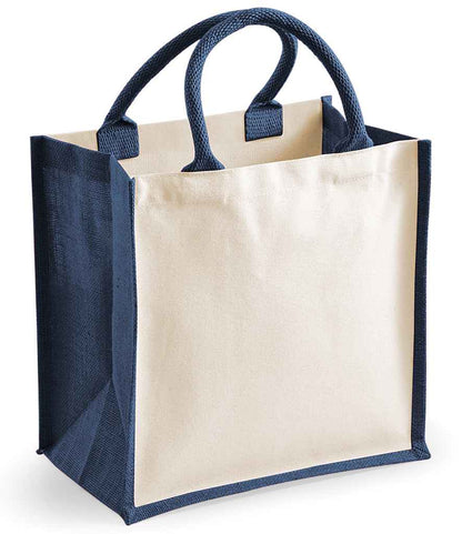 Westford Mill Printers Midi Jute Tote Bag - Navy (W421)