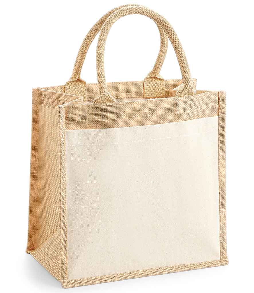 Westford Mill Pocket Jute Midi Tote Bag - Natural (W426)