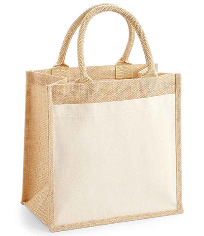 Westford Mill Pocket Jute Midi Tote Bag - Natural (W426)