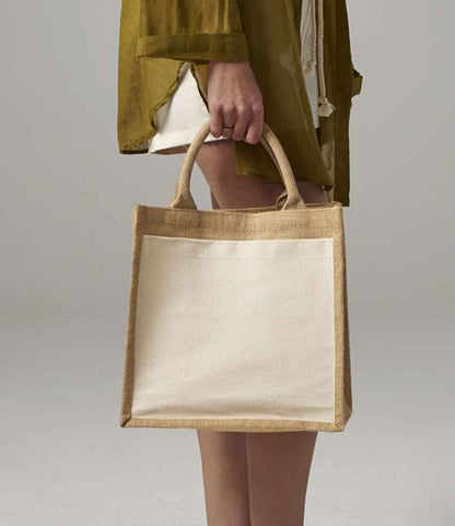 Westford Mill Pocket Jute Midi Tote Bag - Natural (W426)