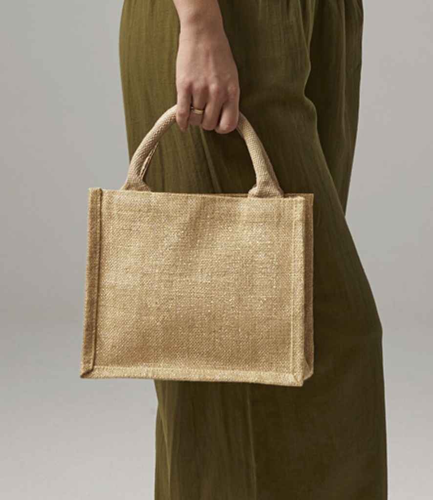Westford Mill Shimmer Jute Mini Gift Bag - Natural Gold (W431)