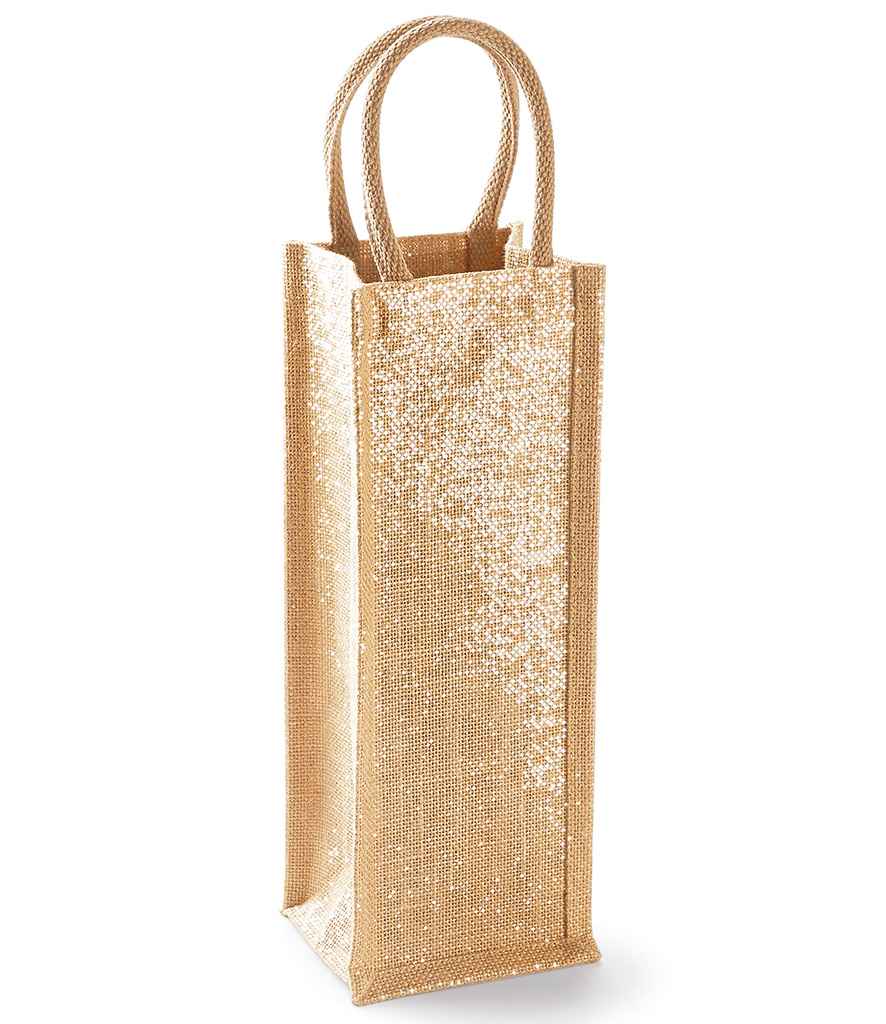 Westford Mill Shimmer Jute Bottle Bag - Natural Gold (W433)