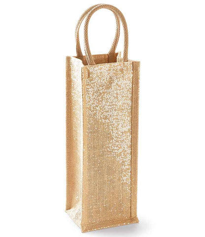 Westford Mill Shimmer Jute Bottle Bag - Natural Gold (W433)