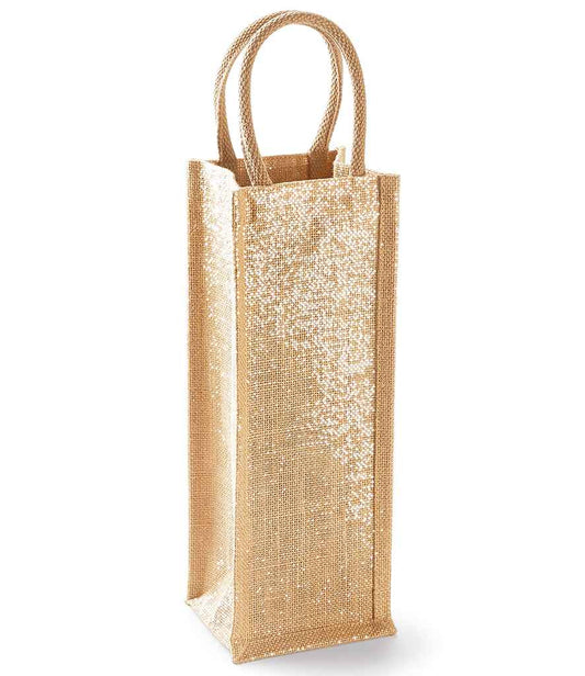 Westford Mill Shimmer Jute Bottle Bag - Natural Gold (W433)