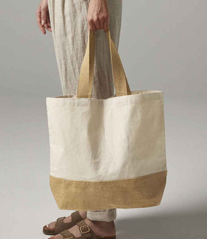 Westford Mill Jute Base Canvas Tote Bag - Natural (W451)