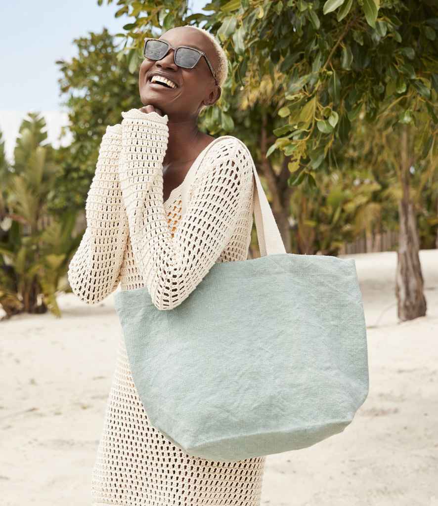 Westford Mill Soft Washed Jute Beach Bag - Duck Egg Blue (W466)