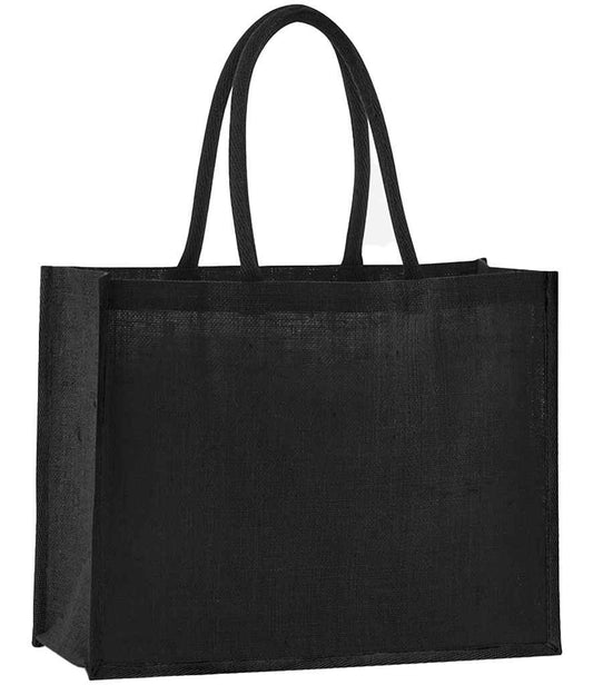 Westford Mill Natural Starched Jute Classic Shopper - Black/Black (W470)