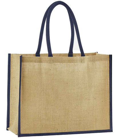 Westford Mill Natural Starched Jute Classic Shopper - Natural/Navy (W470)