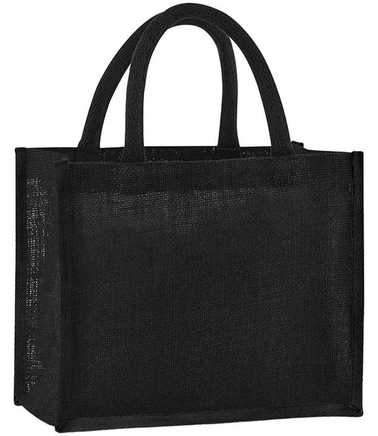 Westford Mill Natural Starched Jute Midi Tote Bag - Black/Black (W473)