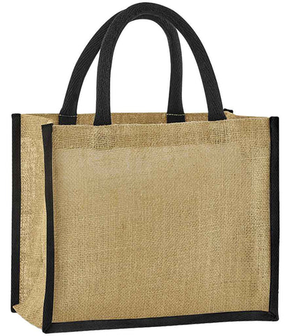 Westford Mill Natural Starched Jute Midi Tote Bag - Natural/Black (W473)