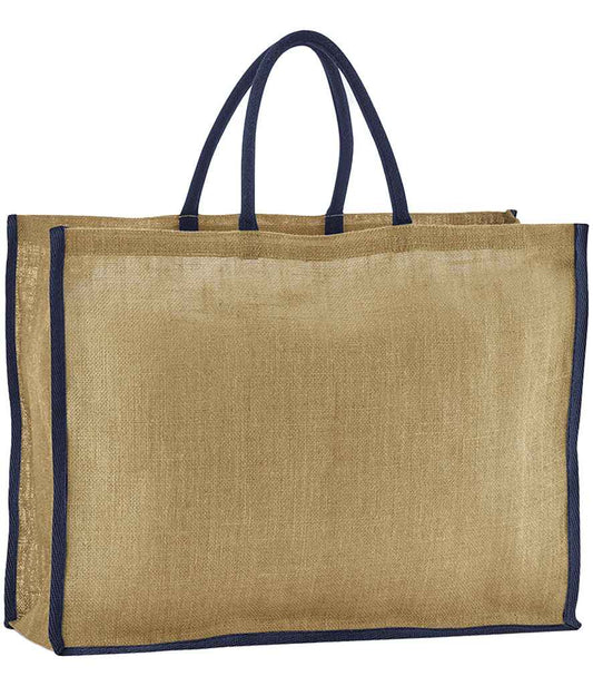 Westford Mill Natural Starched Jute Market Shopper - Natural/Navy (W475)