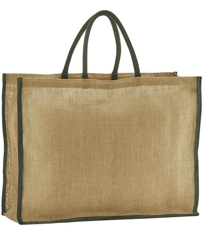 Westford Mill Natural Starched Jute Market Shopper - Natural/Olive Green (W475)